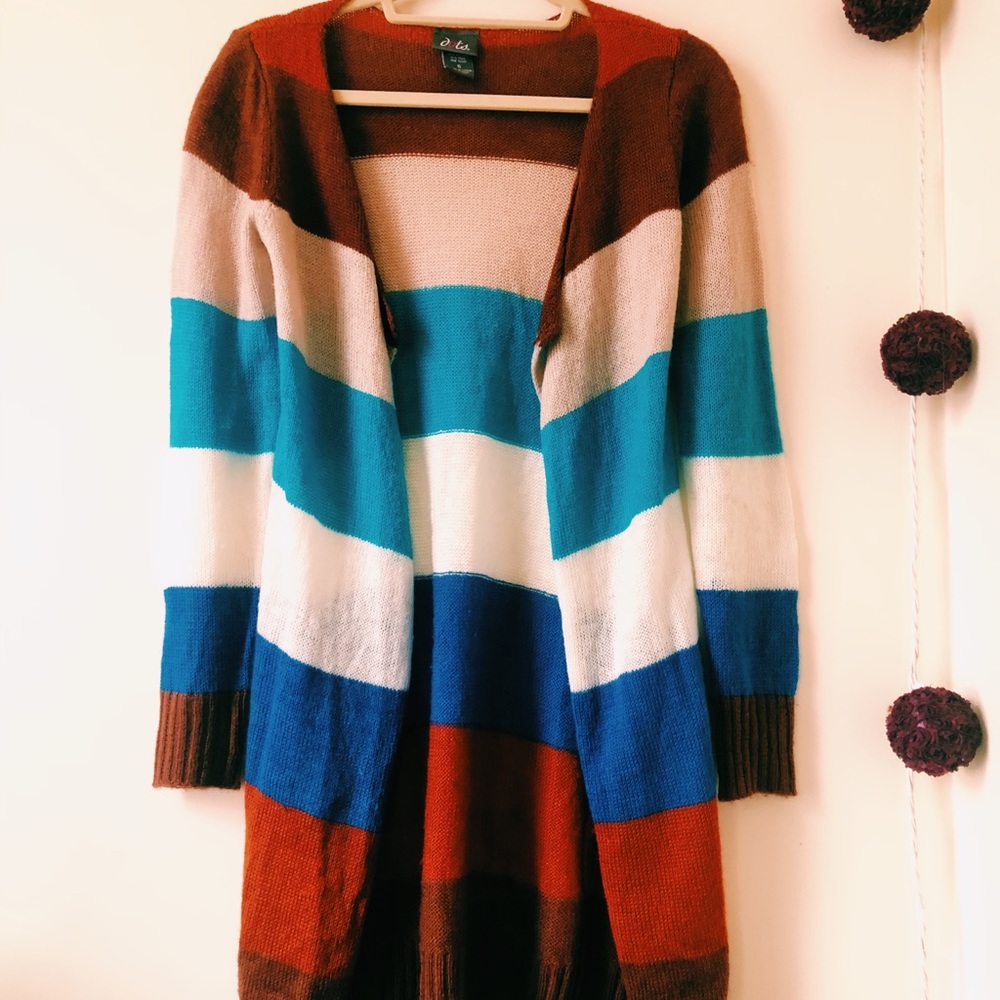 striped knit cardigan